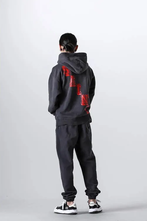 SAINT Mxxxxxx ANGEL SWEAT PANTS/BLK Angel Reborn Crack Print Distressed Sweatpants, Washed Black S-XL Assute Dyeing, Full Spray Fade, Heavy Fermentation Washing, Made with NEW VINTAGE Texture, Four Needles and Six Threads from the Factory, Boneless Patchwork, More Comfortable to Wear, Genuine Level Crack Print/Accessories Restored